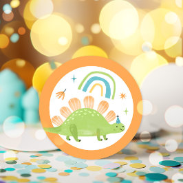 Stegosaurus Dinosaur-Födelsedagsfesten favörer Runt Klistermärke