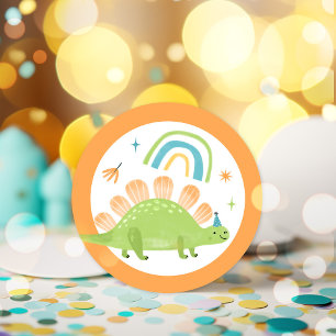 Stegosaurus Dinosaur-Födelsedagsfesten favörer Runt Klistermärke