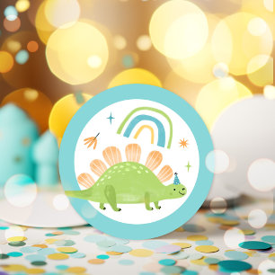 Stegosaurus Dinosaur-Födelsedagsfesten favörer Runt Klistermärke