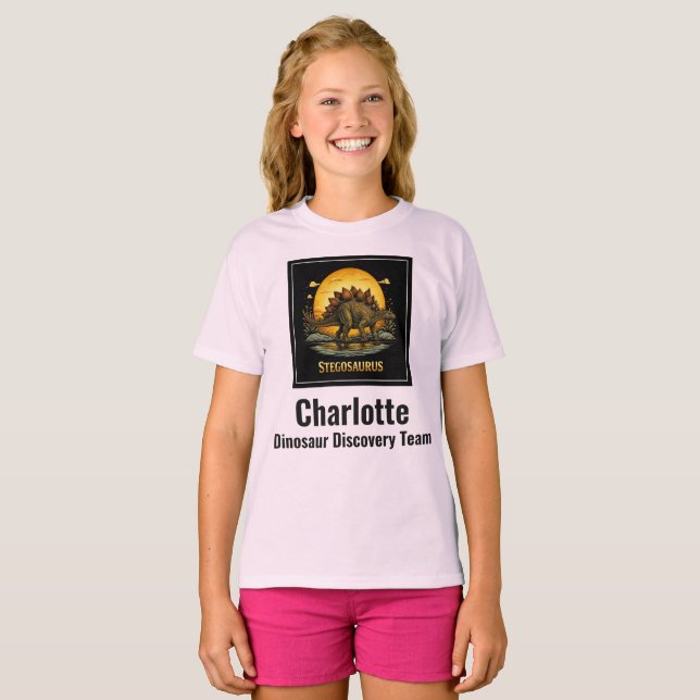 Stegosaurus Dinosaur Förhistorisk Måne T Shirt (Hel framsida)