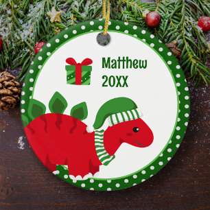 Stegosaurus Dinosaur Personlig Kids jul Julgransprydnad Keramik