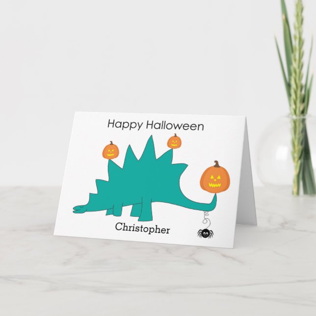 Stegosaurus Dinosaur Pumpas Halloween-kort Kort (Framsida)