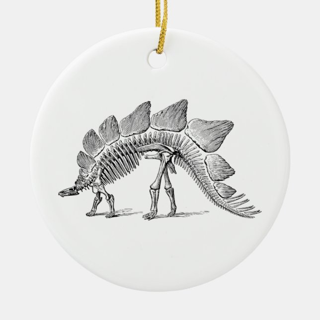 Stegosaurus Dinosaur Skeleton Fossil Julgransprydnad Keramik (Framsidan)