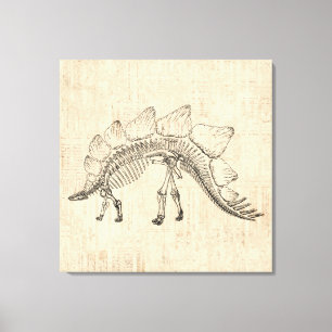 Stegosaurus Dinosaur Skeleton Vintage Papprare Canvastryck
