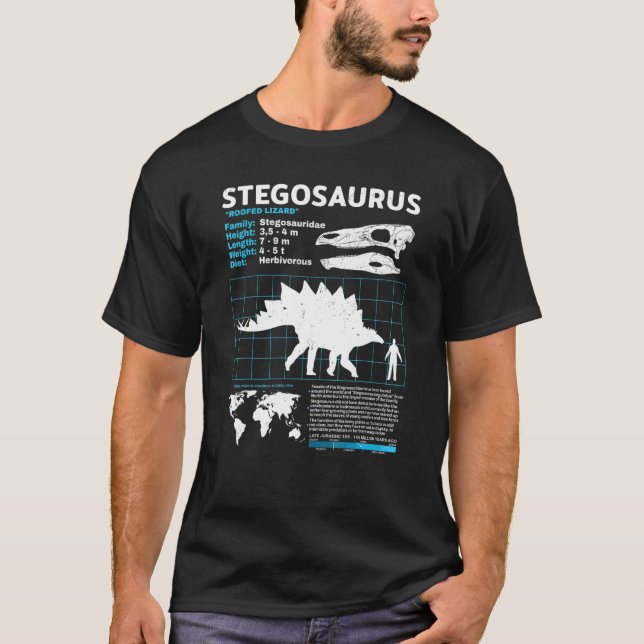 Stegosaurus Fact Lakan Dinosaur Facts T Shirt (Framsida)