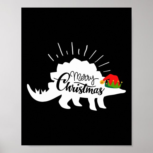Stegosaurus God Jul Rolig Dinosaurie  Poster (Framsidan)