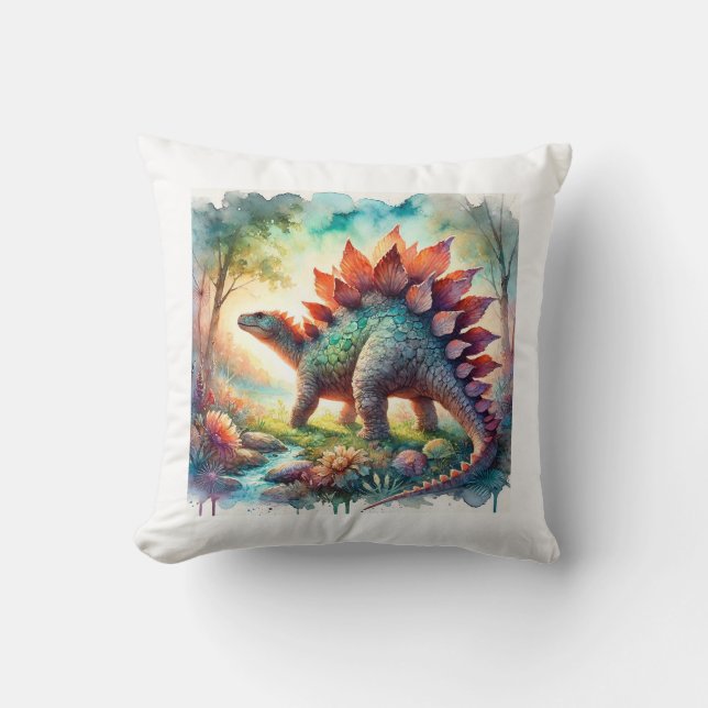 Stegosaurus in Watercolor 180724AREF126 - Watercol Kudde (Framsida)