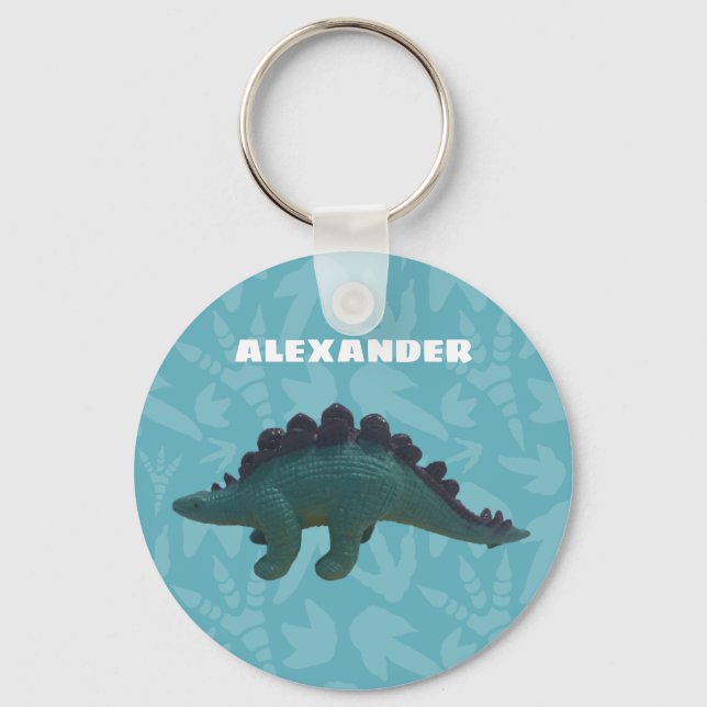 Stegosaurus Leksak Dinosaur Blue och Grönt Nyckelring (Framsida)
