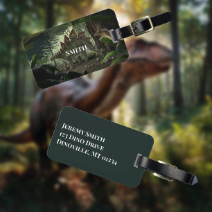 Stegosaurus och Deinonychus Dinosaurs Bagagebricka