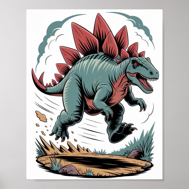 Stegosaurus på springa poster (Framsidan)
