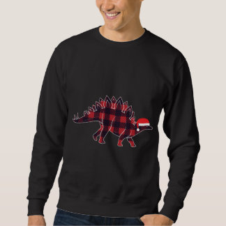 Stegosaurus Santa Hat jul Dinosaur Älskare Gif Lång Ärmad Tröja