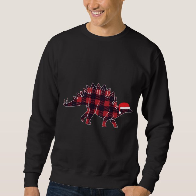 Stegosaurus Santa Hat jul Dinosaur Älskare Gif Lång Ärmad Tröja (Framsida)