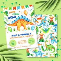 Stegosaurus Stomp Chomp och Roar Dinosaur Birthday