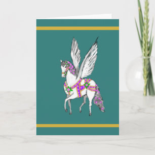 Stegrande antika karusell Pegasus-hästkort Kort