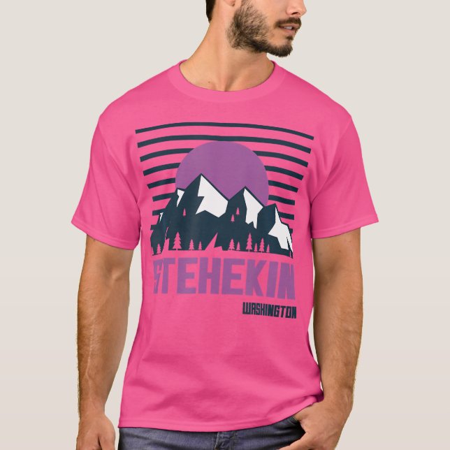 Stehekin Vintage Mountains Hiking Camp Washington T Shirt (Framsida)
