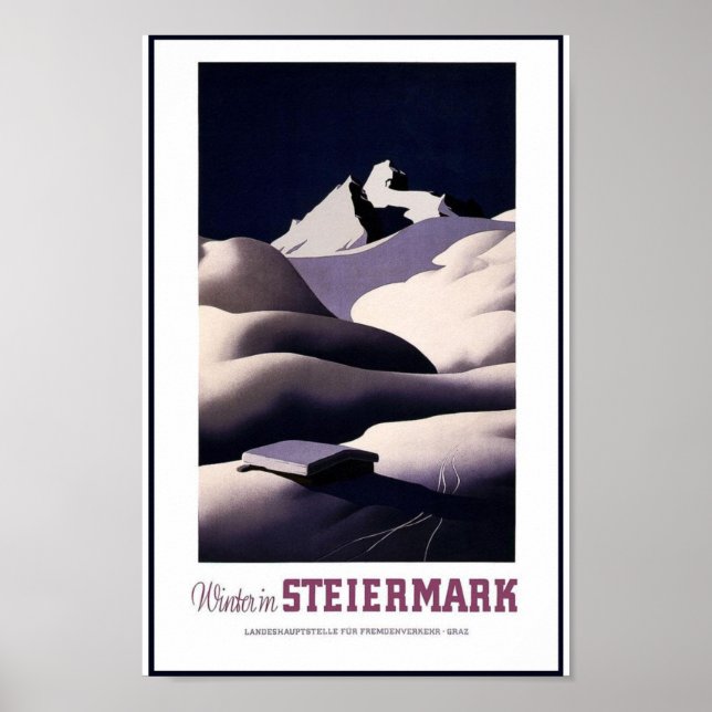 Steiermark Alpine Mountain Vintage resor Poster (Framsidan)