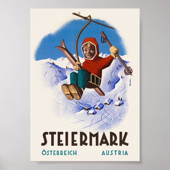 Steiermark Österrike Vintage Reseposter Poster (Framsidan)