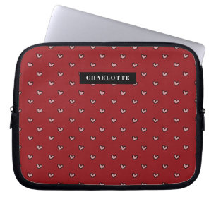 Steilist Cute Sweet Red Heart Mönster Monogram Gif Laptop Fodral