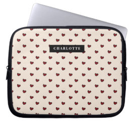 Steilist Cute Sweet Red Heart Mönster Monogram Gif Laptop Fodral