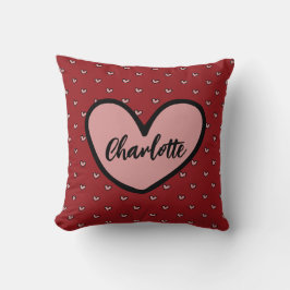 Steilist Cute Sweet Red Heart Mönster Monogram Kudde