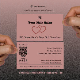 Steilist Valentines Day Gift $10 Gift Voucher Card Visitkort