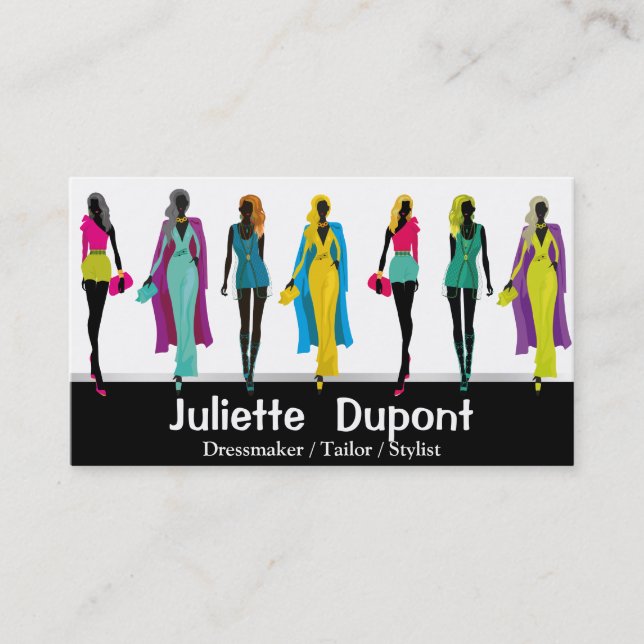 Steilistilgla, svart Mode Visitkort (Framsida)