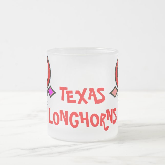 Steilized Texas Longhorn Frosted Glass Mugg (Center)