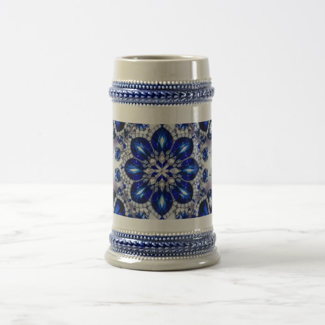 Stein Mugg med Blue White Färg Design (Center)