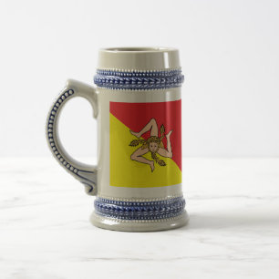 Stein Mugg med Flagga Sicilien, Italien