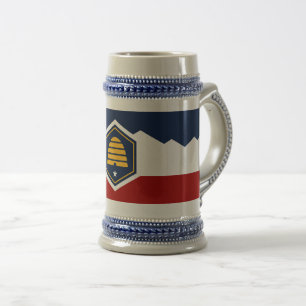 Stein-mugg med Utahs flagga, USA Sejdel