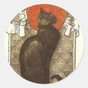 Steinleins katt - Art nouveau Runt Klistermärke
