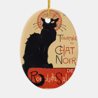Steinlen Art Nouveau Chic Svart Katt Vintagetryck Julgransprydnad Keramik