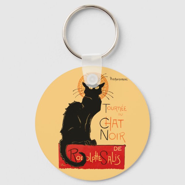 Steinlen Black Cat Classic Artwork Nyckelring (Framsida)