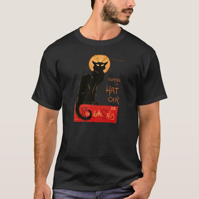 Steinlen Black Cat Classic Fransk Artwork T-shirt (Framsida)