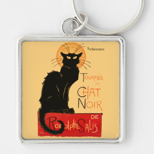 Steinlen Svart Katt Klassisk Fransk Chat Noir Affi Fyrkantig Silverfärgad Nyckelring