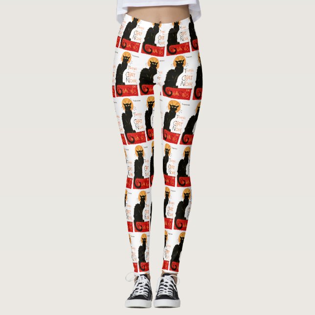 Steinlen Svart Katt Klassisk Fransk Chat Noir Affi Leggings (Framsida)