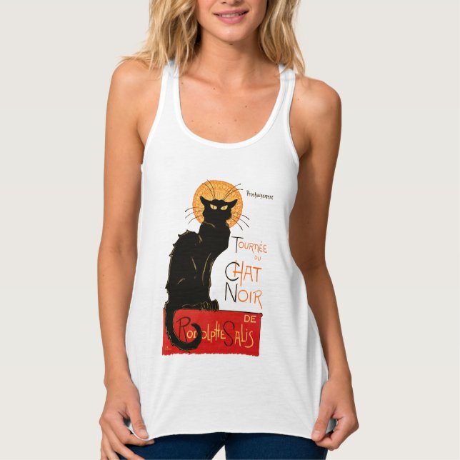Steinlen Svart Katt Klassisk Fransk Chat Noir Affi Linne Med Racerback (Framsida)