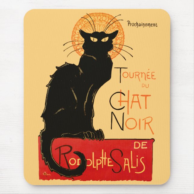 Steinlen Svart Katt Klassisk Fransk Chat Noir Affi Musmatta (Framsidan)