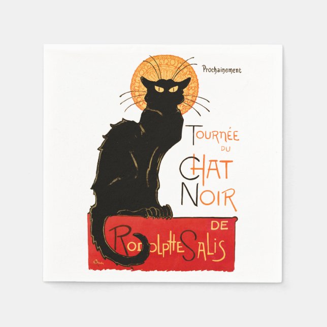 Steinlen Svart Katt Klassisk Fransk Chat Noir Affi Pappersservett (Framsidan)