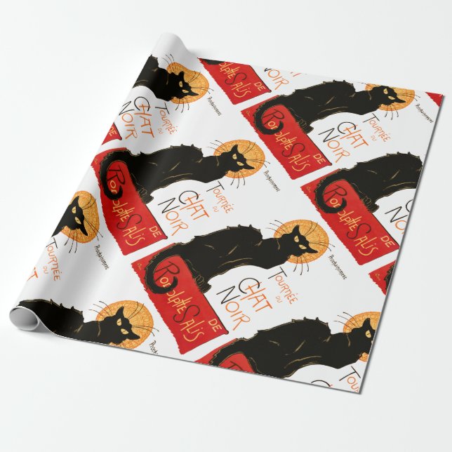 Steinlen Svart Katt Klassisk Fransk Chat Noir Affi Presentpapper (Utrullad)