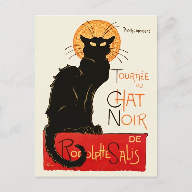 Steinlen Svart Katt Klassisk Fransk Chat Noir Affi Vykort (Framsida)