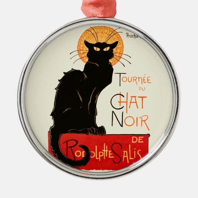 Steinlen Svart Katt Klassisk Konst Julgransprydnad Metall (Framsidan)