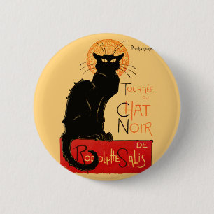 Steinlen Svart Katt Klassisk Konst Knapp