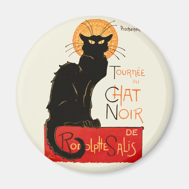 Steinlen Svart Katt Klassisk Konst Magnet (Framsidan)