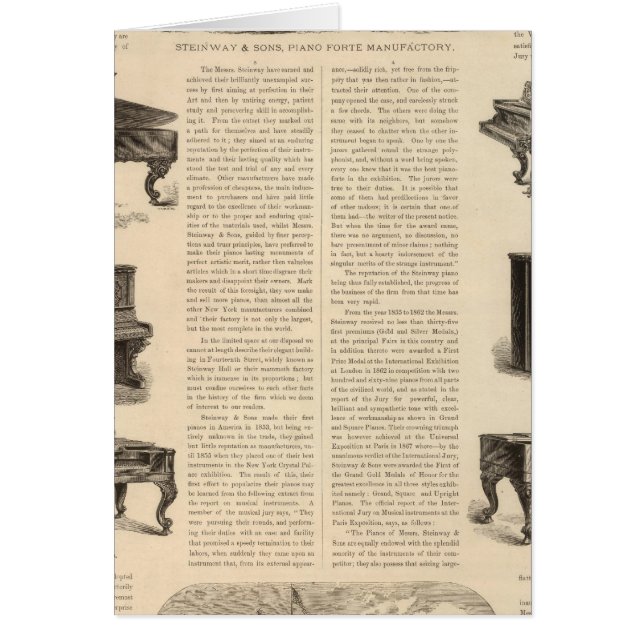 Steinway och Sons, Piano Manufacutrers Hälsningskort (Framsidan)