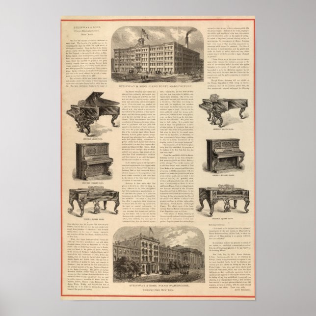 Steinway och Sons, Piano Manufacutrers Poster (Framsidan)