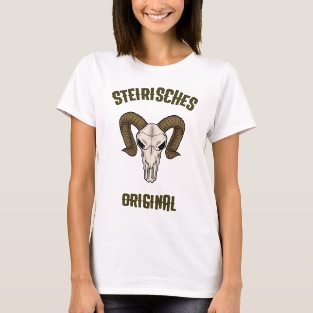 Steirisches Original Widder Steiermark Frauen T Shirt (Framsida)