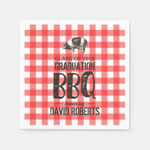 Stek för gris för Gingham för studentenBBQ-part Pappersservett