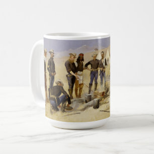Stekande julnötköttet i ett kavalleriläger kaffemugg
