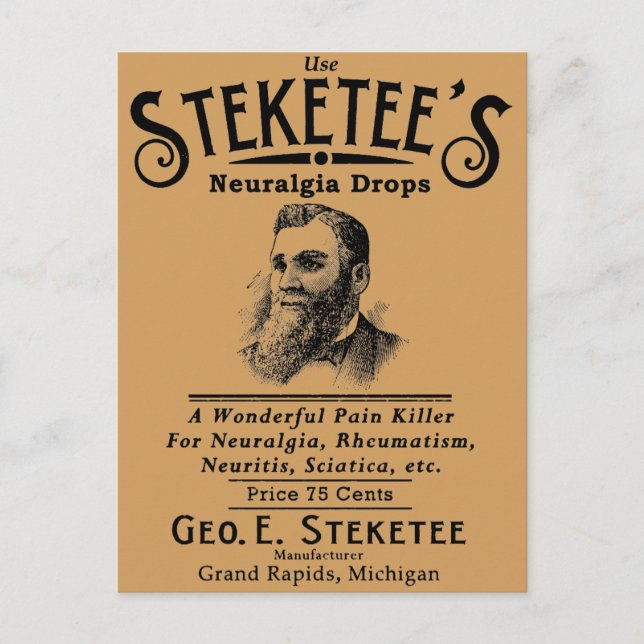 Steketee's Neuralgia drops Grand Rapids, MI Vykort (Framsida)
